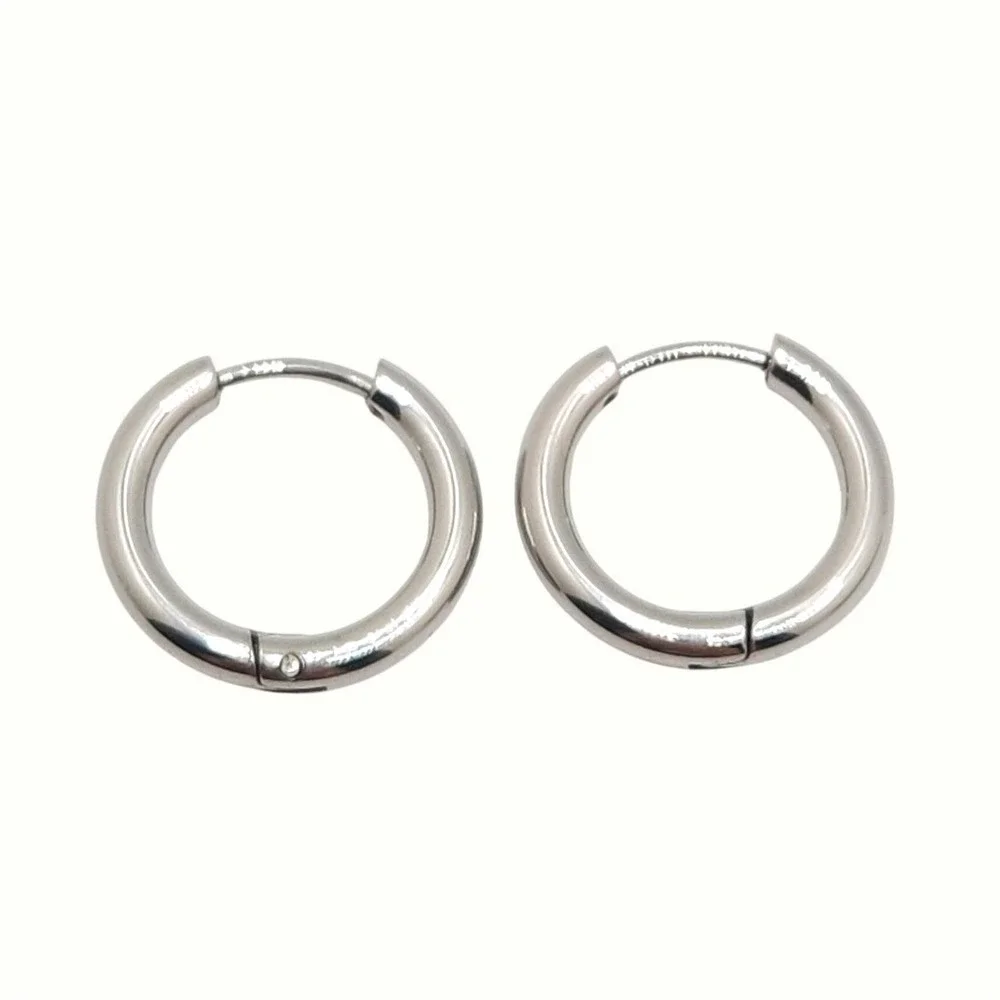 Dainty Hoop Earrings Silver Hypoallergenic Hinged Click Closure 15mm Minimalist